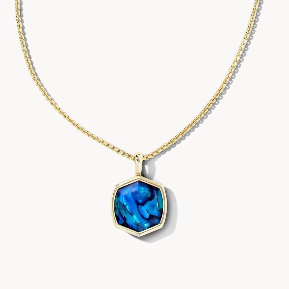 KENDRA SCOTT Davis Gold Necklace in Navy Abalone & Davis Drop Earrings NWT